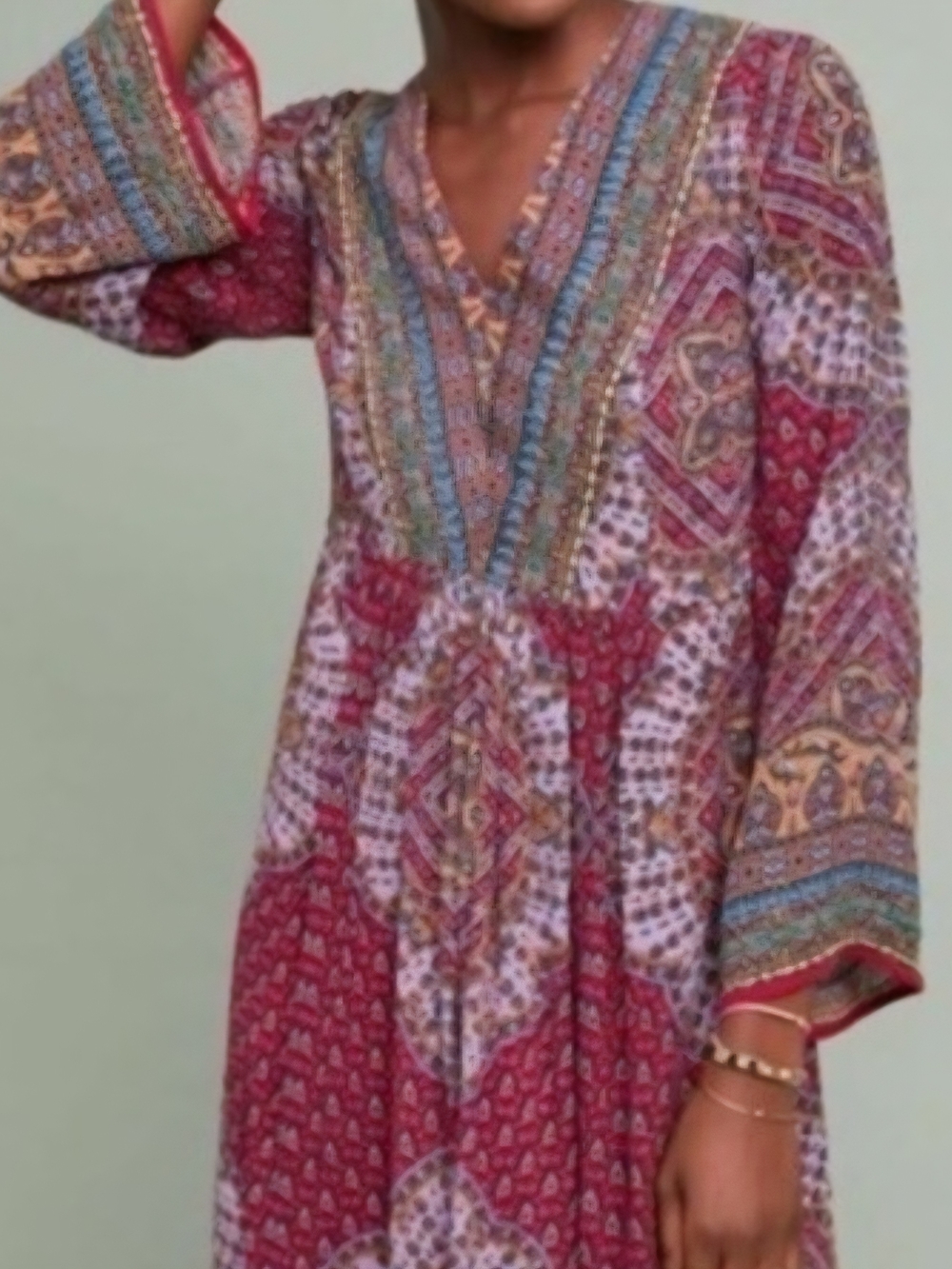 NWT Vibrant Paisley & Medallion Print Dress — Purple, Orange, Red, Yellow